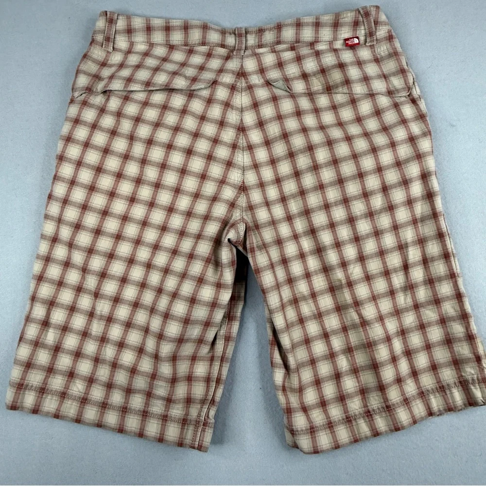 The North Face Alderson Plaid Shorts Mens 32 Tan Red Hiking Gorpcore